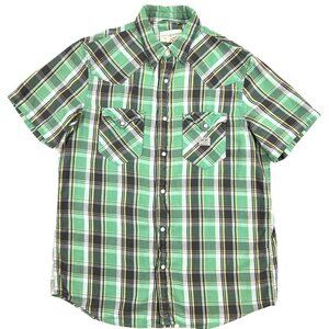 Denim & Supply Ralph Lauren Western Pearl Snap Shirt Mens Medium Green Plaid